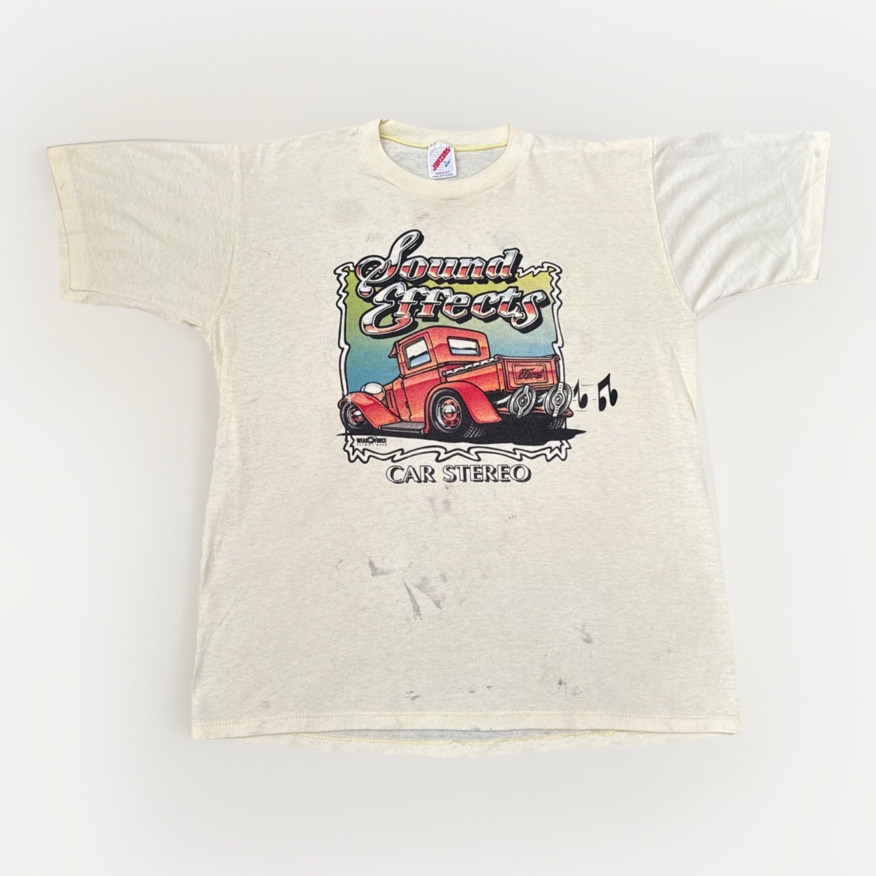 Sound Effects Car Stereo T Shirt Mens L Vintage 80s Distressed Hot Rod Car Auto